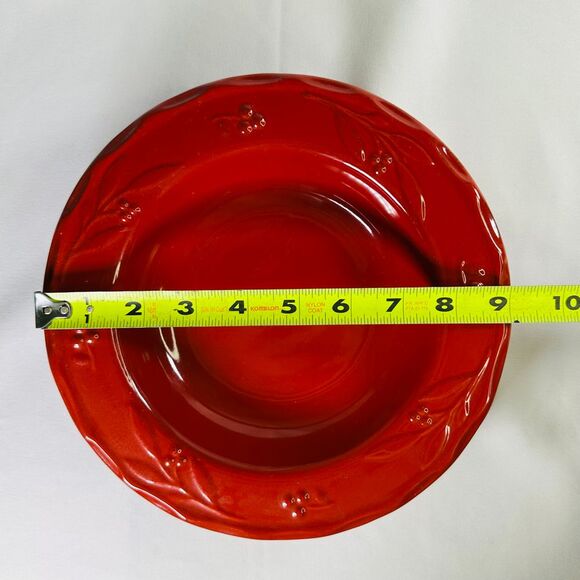 Swiss Colony Occasions Set of 2 Red Stoneware Soup Bowls 9" - Picture 9 of 11